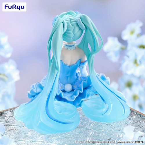 Figure Vocaloid - Hatsune Miku - PVC Statue Noodle Stopper Miku Flower Fairy Nemophila Pail Blue Color Ver. 15 cm